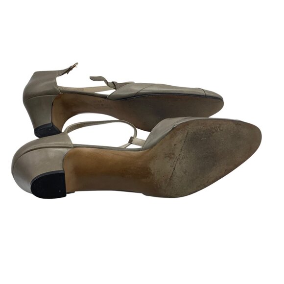 Vtg Salvatore Ferragamo Women Taupe Leather T-Strap Heels Size 8.5 AAAA - Picture 9 of 9